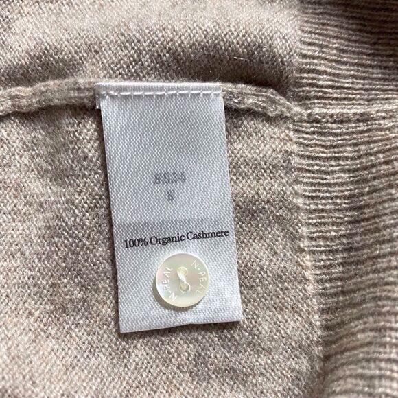 N.PEAL LONDON Olivia Round Neck Cardigan Size Large Organic Cashmere Brown Beige - Picture 12 of 16